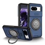For Google Pixel 8a Sliding Camshield TPU Hybrid PC Magnetic Holder Phone Case(Dark Blue)