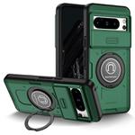 For Google Pixel 8 Pro Sliding Camshield TPU Hybrid PC Magnetic Holder Phone Case(Dark Green)