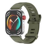 For Huawei Watch Fit3 MIJOBS Flat Hole Silicone Watch Band(Army Green Silver)