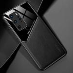 For Huawei P40 Pro All-inclusive Leather + Organic Glass Protective Case with Metal Iron Sheet(Black)