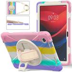 For Lenovo Tab M11 /Xiaomi Pad 11 2024 Rotatable Holder Silicone Hybrid PC Tablet Case with Shoulder Strap(Colorful Pink)