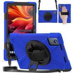 For Lenovo Tab K11 Plus Rotatable Holder Silicone Hybrid PC Tablet Case with Shoulder Strap(Blue)