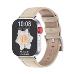 For Huawei Watch Fit3 MIJOBS Genuine Leather Watch Band(Beige Silver)