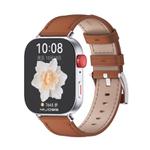 For Huawei Watch Fit3 MIJOBS Genuine Leather Watch Band(Brown Silver)