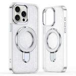 For iPhone 16 Pro Max Glitter Ring Holder MagSafe Phone Case(White)