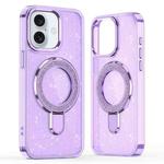 For iPhone 16 Glitter Ring Holder MagSafe Phone Case(Purple)