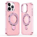 For iPhone 15 Pro Max Glitter Ring Holder MagSafe Phone Case(Pink)