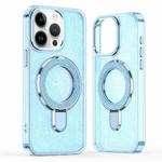 For iPhone 15 Pro Glitter Ring Holder MagSafe Phone Case(Blue)