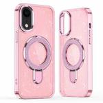 For iPhone XR Glitter Ring Holder MagSafe Phone Case(Pink)