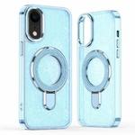 For iPhone XR Glitter Ring Holder MagSafe Phone Case(Blue)