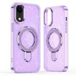 For iPhone XR Glitter Ring Holder MagSafe Phone Case(Purple)