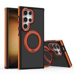 For Samsung Galaxy S24 Ultra 5G Dual-Color Skin Feel Rotating Holder Phone Case(Orange)
