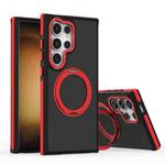 For Samsung Galaxy S24 Ultra 5G Dual-Color Skin Feel Rotating Holder Phone Case(Red)