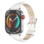 For Huawei Watch Fit3 MIJOBS Slim Genuine Leather Watch Band(White Silver)