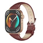 For Huawei Watch Fit3 MIJOBS Slim Genuine Leather Watch Band(Wine Red Rose Gold)