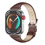 For Huawei Watch Fit3 MIJOBS Slim Genuine Leather Watch Band(Coffee Silver)