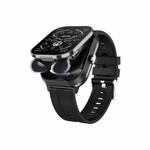 D8 Pro 2.01 inch 2 in 1 Bluetooth Earphone Silicone Strap Smart Watch, Support NFC with Cover(Black)