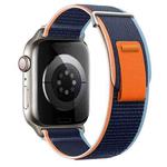 For Apple Watch SE 2023 44mm Dual-Section Loop Nylon Watch Band(Dark Navy Blue)