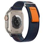 For Apple Watch Ultra 2 49mm Dual-Section Loop Nylon Watch Band(Royal Blue Orange)