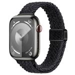 For Apple Watch SE 2023 44mm Slim Magnetic Buckle Nylon Braided Watch Band(Black Grey)