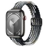 For Apple Watch SE 2023 44mm Slim Magnetic Buckle Nylon Braided Watch Band(Dark Chocolate)