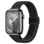 For Apple Watch SE 2023 40mm Slim Magnetic Buckle Nylon Braided Watch Band(Black Grey)