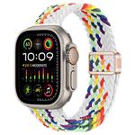 For Apple Watch Ultra 2 49mm Slim Magnetic Buckle Nylon Braided Watch Band(Z Pattern White Rainbow)