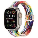 For Apple Watch Ultra 2 49mm Slim Magnetic Buckle Nylon Braided Watch Band(Rainbow)