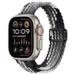 For Apple Watch Ultra 2 49mm Slim Magnetic Buckle Nylon Braided Watch Band(Dark Chocolate)