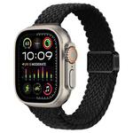 For Apple Watch Ultra 2 49mm Slim Magnetic Buckle Nylon Braided Watch Band(Black)