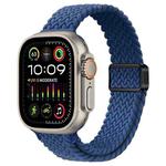 For Apple Watch Ultra 2 49mm Slim Magnetic Buckle Nylon Braided Watch Band(Atlantic Blue)