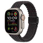 For Apple Watch Ultra 2 49mm Slim Magnetic Buckle Nylon Braided Watch Band(Starlight Black)