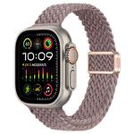 For Apple Watch Ultra 2 49mm Slim Magnetic Buckle Nylon Braided Watch Band(Smoke Purple)