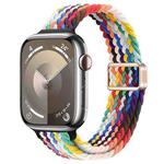 For Apple Watch Series 9 45mm Slim Magnetic Buckle Nylon Braided Watch Band(Rainbow)