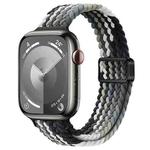 For Apple Watch Series 9 45mm Slim Magnetic Buckle Nylon Braided Watch Band(Dark Chocolate)