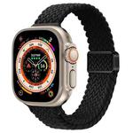 For Apple Watch Ultra 49mm Slim Magnetic Buckle Nylon Braided Watch Band(Black)