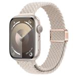 For Apple Watch Series 8 45mm Slim Magnetic Buckle Nylon Braided Watch Band(Starlight)