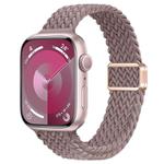 For Apple Watch SE 44mm Slim Magnetic Buckle Nylon Braided Watch Band(Smoke Purple)