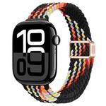 For Apple Watch Series 10 42mm Slim Magnetic Buckle Nylon Braided Watch Band(Z Pattern Black Rainbow)