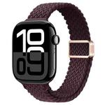 For Apple Watch Series 10 42mm Slim Magnetic Buckle Nylon Braided Watch Band(Crimson Cherry)