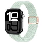 For Apple Watch Series 10 46mm Slim Magnetic Buckle Nylon Braided Watch Band(Light Mint)