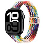 For Apple Watch Series 10 46mm Slim Magnetic Buckle Nylon Braided Watch Band(Rainbow)