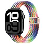 For Apple Watch Series 10 46mm Slim Magnetic Buckle Nylon Braided Watch Band(Radiant New Rainbow)