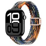 For Apple Watch Series 10 46mm Slim Magnetic Buckle Nylon Braided Watch Band(Camouflage Colorful)