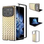 For Xiaomi Mix Fold 4 Black Frame Woven Texture PU Phone Case(Gold)