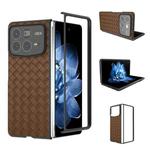 For Xiaomi Mix Fold 4 Black Frame Woven Texture PU Phone Case(Brown)