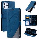 For iPhone 12 Pro Max Skin Feel Splicing Horizontal Flip Leather Case with Holder & Card Slots & Wallet & Photo Frame(Blue)