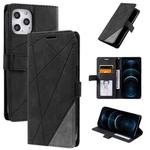 For iPhone 12 Pro Max Skin Feel Splicing Horizontal Flip Leather Case with Holder & Card Slots & Wallet & Photo Frame(Black)