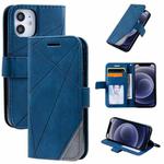 For iPhone 12 mini Skin Feel Splicing Horizontal Flip Leather Case with Holder & Card Slots & Wallet & Photo Frame(Blue)