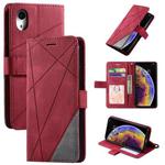 For iPhone XR Skin Feel Splicing Horizontal Flip Leather Case with Holder & Card Slots & Wallet & Photo Frame(Red)